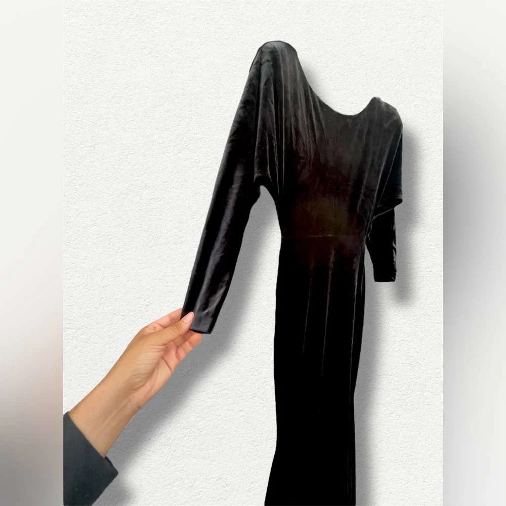 Alex Perry Black Long Sleeve Velvet Evening Gown - Picture 9 of 12